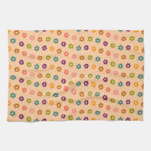 Farbenfrohe Retro Hippie Blume auf Creme Geschirrtuch (Horizontal)