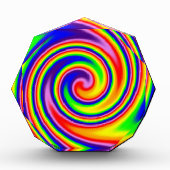 Farbenfrohe Retro Hippie Spiral Rainbow Swirl Fotoblock (Vorderseite)