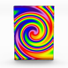 Farbenfrohe Retro Hippie Spiral Rainbow Swirl Fotoblock