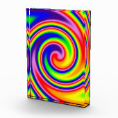 Farbenfrohe Retro Hippie Spiral Rainbow Swirl Fotoblock (Rechts)