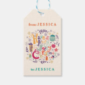 Farbenfrohe Retro Holly Jolly Weihnachten Geschenkanhänger (Vorderseite)