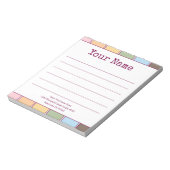 Farbenfrohe Retro Ihr Name Linken Notizblock (Rotiert)