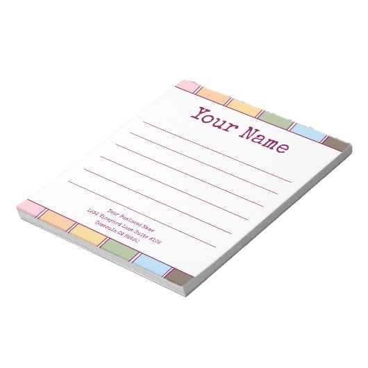 Farbenfrohe Retro Ihr Name Linken Notizblock (Rotiert)