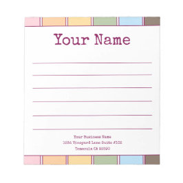 Farbenfrohe Retro Ihr Name Linken Notizblock