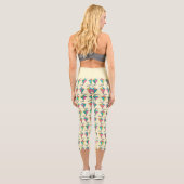 Farbenfrohe Retro Kite Muster Capri Leggings (Rückseite)