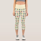Farbenfrohe Retro Kite Muster Capri Leggings (Vorderseite)