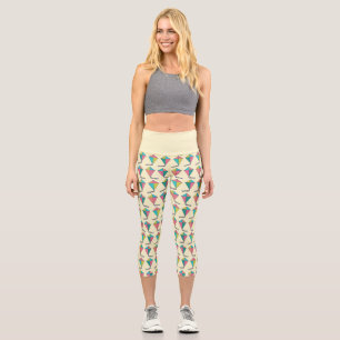 Farbenfrohe Retro Kite Muster Capri Leggings