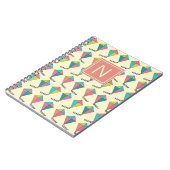 Farbenfrohe Retro Kite Muster Monogramm Notizblock (Linke Seite)
