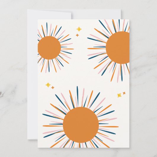 Farbenfrohe Retro kommt hier mit der Son Baby Dusc Einladung (Rückseite)