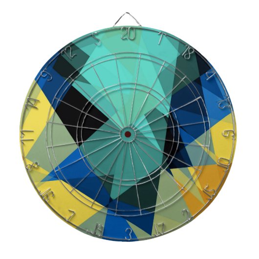 Farbenfrohe Retro Kubismus Kunst Dartscheibe (vorne)