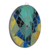Farbenfrohe Retro Kubismus Kunst Dartscheibe (Vorderseite Links)