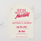 Farbenfrohe Retro kühne Funky Einzigartiger Hochze Einladung (Vorne/Hinten)