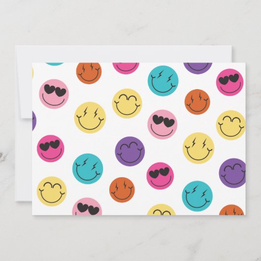 Farbenfrohe Retro lächelt Emoji Schachbrett Foto G Einladung (Rückseite)