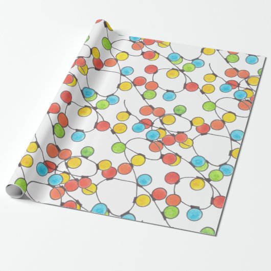 Farbenfrohe Retro-Lichterkette als Geschenkpapier (Ungerollt)