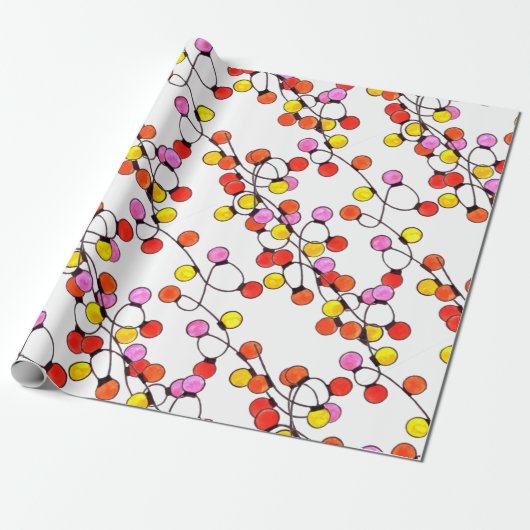 Farbenfrohe Retro-Lichterkette Geschenkpapier (Ungerollt)
