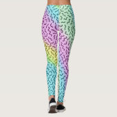 Farbenfrohe Retro-Memphis-Muster Pastell Leggings (Rückseite)