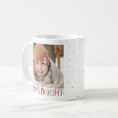 Farbenfrohe Retro Merry and Bright Stars Foto Kaffeetasse (Vorderseite Links)