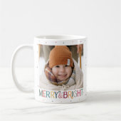 Farbenfrohe Retro Merry and Bright Stars Foto Kaffeetasse (Links)