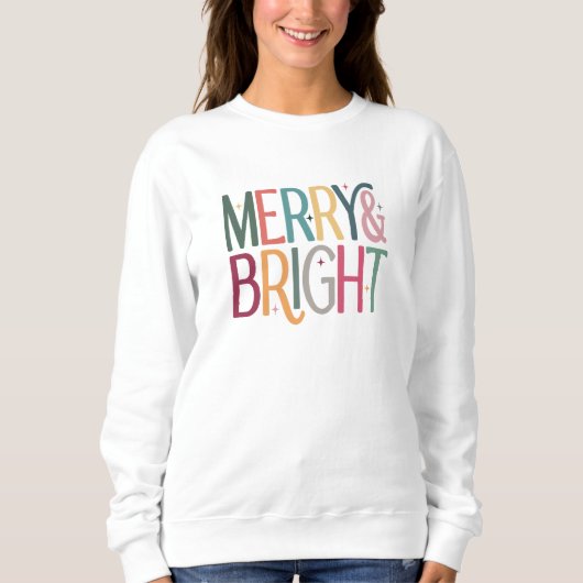 Farbenfrohe Retro-Merry-Bright-Stars Sweatshirt (Vorderseite)