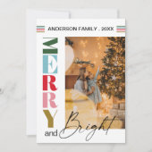 Farbenfrohe Retro Merry & Bright Weihnachten Foto (Vorderseite)