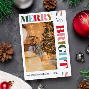 Farbenfrohe Retro Merry & Bright Weihnachten Foto