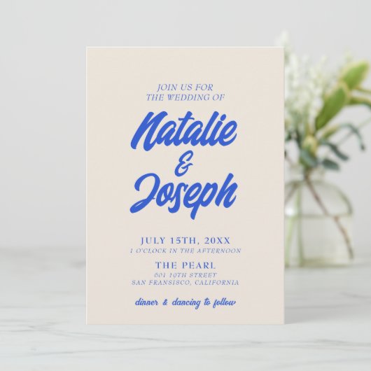 Farbenfrohe Retro Minimal Bright Bold Moderne Hoch Einladung (Stehend Vorderseite)