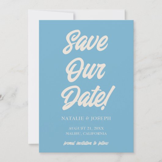 Farbenfrohe Retro Minimal Bright Modern Funky Wedd Save The Date (Vorderseite)