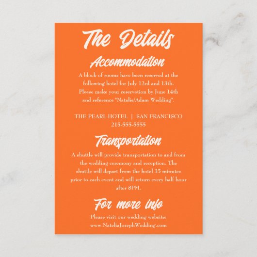 Farbenfrohe Retro Minimal Modern Wedding Details Begleitkarte (Vorderseite)