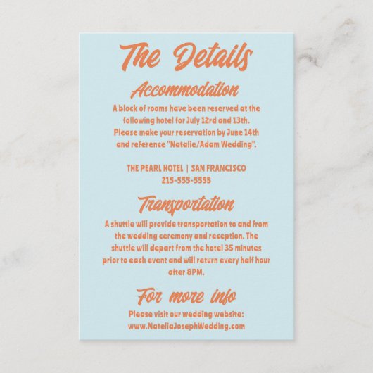 Farbenfrohe Retro Minimaler Spaß Moderne Hochzeite Begleitkarte (Vorderseite)