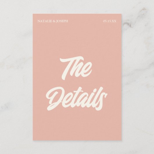 Farbenfrohe Retro Minimaler Spaß Moderne Hochzeite Begleitkarte (Rückseite)