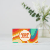 Farbenfrohe Retro mit QR-Visitenkarte Visitenkarte (Stehend Vorderseite)