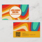 Farbenfrohe Retro mit QR-Visitenkarte Visitenkarte (Vorne/Hinten)