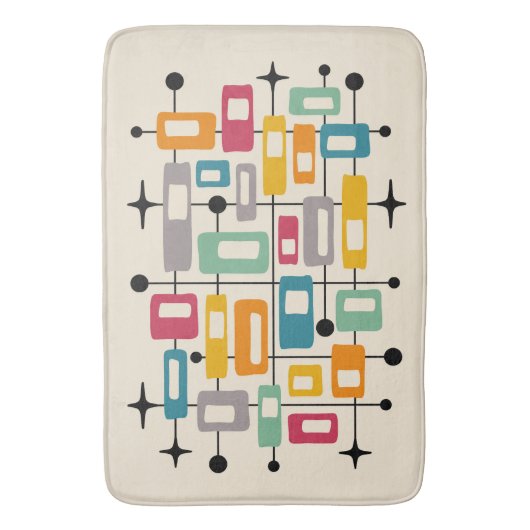 Farbenfrohe Retro Mitte des Jahrhunderts Moderne A Badematte (Vorderseite Vertikal)