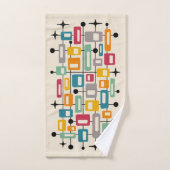 Farbenfrohe Retro Mitte des Jahrhunderts Moderne A Badhandtuch Set (Handtuch)