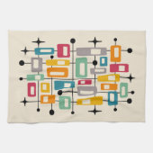 Farbenfrohe Retro Mitte des Jahrhunderts Moderne A Geschirrtuch (Horizontal)