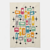 Farbenfrohe Retro Mitte des Jahrhunderts Moderne A Geschirrtuch (Vertikal)