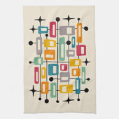 Farbenfrohe Retro Mitte des Jahrhunderts Moderne A Geschirrtuch (Vertikal)