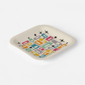 Farbenfrohe Retro Mitte des Jahrhunderts Moderne A Pappteller (Gewinkelt)