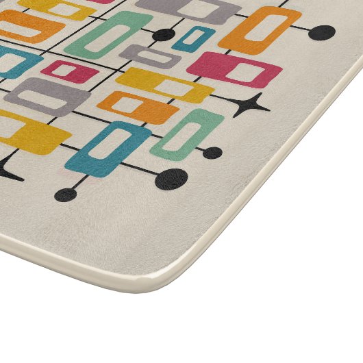 Farbenfrohe Retro Mitte des Jahrhunderts Moderne A Schneidebrett (Ecke)
