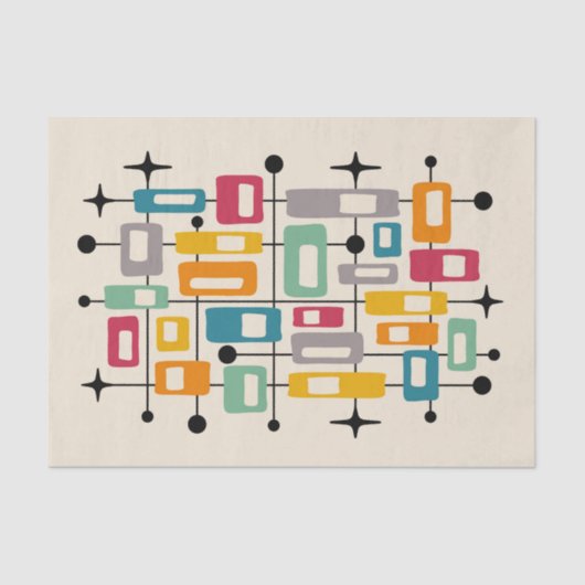 Farbenfrohe Retro Mitte des Jahrhunderts Moderne A Seidenpapier (Vorderseite)