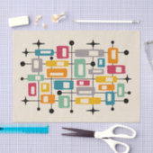 Farbenfrohe Retro Mitte des Jahrhunderts Moderne A Seidenpapier (Handwerk)