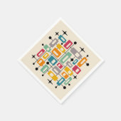 Farbenfrohe Retro Mitte des Jahrhunderts Moderne A Serviette (Ecke)