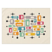 Farbenfrohe Retro Mitte des Jahrhunderts Moderne A Tischdecke (Vorderseite (Horizontal))