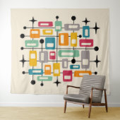 Farbenfrohe Retro Mitte des Jahrhunderts Moderne A Wandteppich (Beispiel (Horizontal))