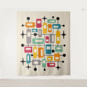 Farbenfrohe Retro Mitte des Jahrhunderts Moderne A Wandteppich (Vorderseite)