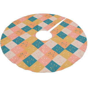 Farbenfrohe Retro Mitte Jahrhundert Mod Atommuster Polyester Weihnachtsbaumdecke