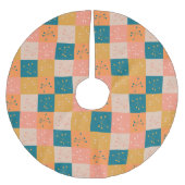 Farbenfrohe Retro Mitte Jahrhunderts Mod Atommuste Polyester Weihnachtsbaumdecke (Vorderseite)