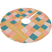 Farbenfrohe Retro-Mittelteil-Mod-Atommuster Person Polyester Weihnachtsbaumdecke (Schrägansicht)