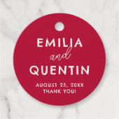 Farbenfrohe Retro Moderne Kirschrote Hochzeits Dan Geschenkanhänger (Vorderseite)