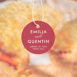 Farbenfrohe Retro Moderne Kirschrote Hochzeits Dan Geschenkanhänger